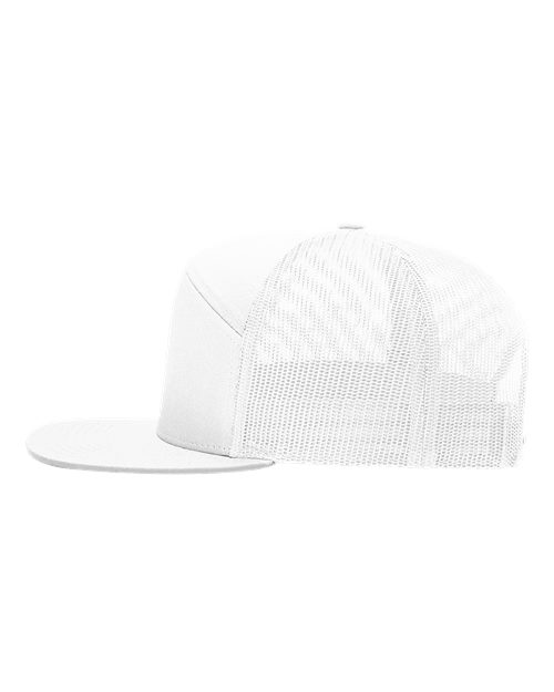 Richardson 168 7-Panel Trucker Cap - White Flat Bil