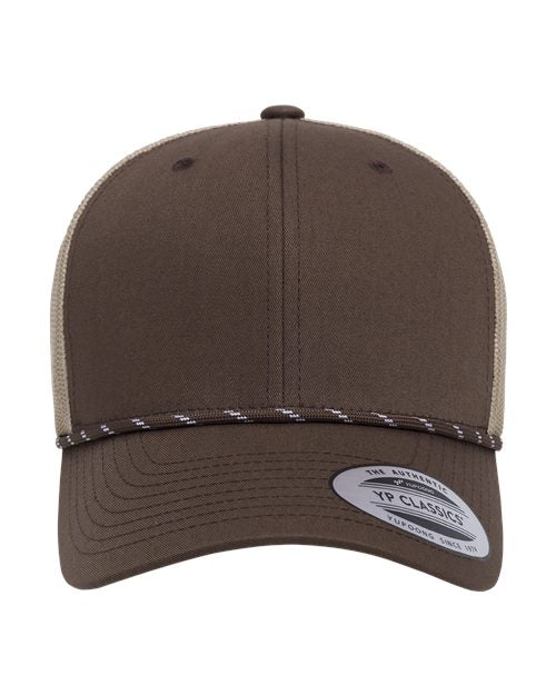 YP Classics Retro Trucker Rope Cap Moss Green/Khaki