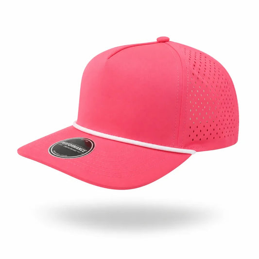 Performance Headwear  Bright Pink with White Rope 5 Panel Performance
