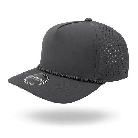 Performance Headwear  Dark Gray with Chainlink Rope 5 Panel Performance