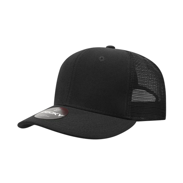 Decky 1053 6 Panel Curve Bill Trucker Cap Black