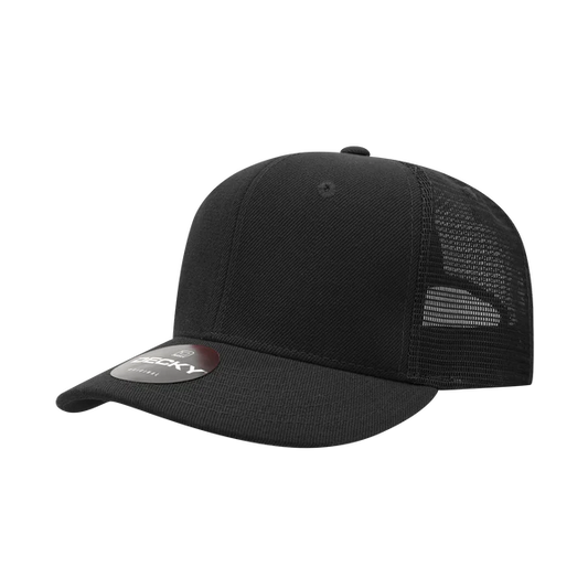 Decky 1053 6 Panel Curve Bill Trucker Cap Black