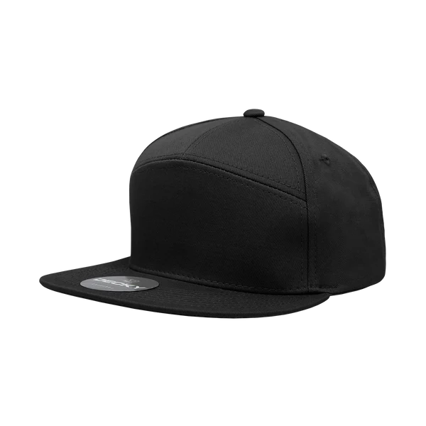 Decky 1098 7 Panel Flat Bill Hat Black