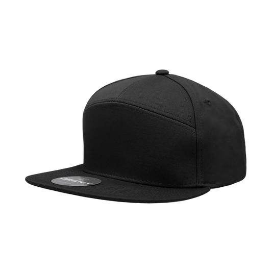 Decky 1098 7 Panel Flat Bill Hat Black
