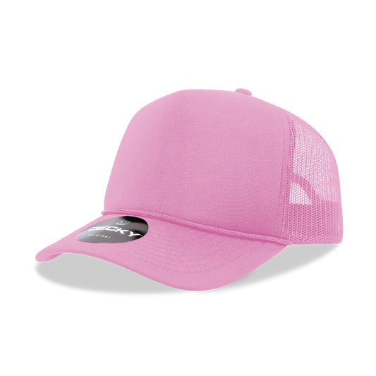 Decky 6025 Mid Profile, 5 Panel Foam Trucker Hat Pink