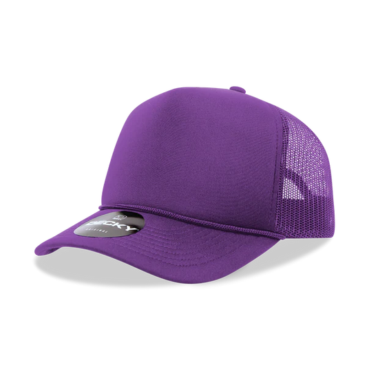 Decky 6025 Mid Profile, 5 Panel Foam Trucker Hat Purple