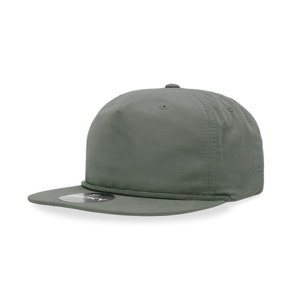 Decky 6032 - Classic Rope Cap, 5 Panel Flat Bill Hat, Snapback Loden (Army Green)