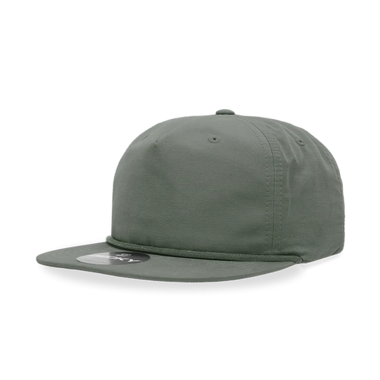 Decky 6032 - Classic Rope Cap, 5 Panel Flat Bill Hat, Snapback Loden (Army Green)