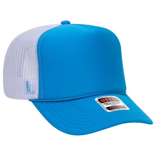 Otto 5-Panel High Crown Foam Trucker Hat Blue/White
