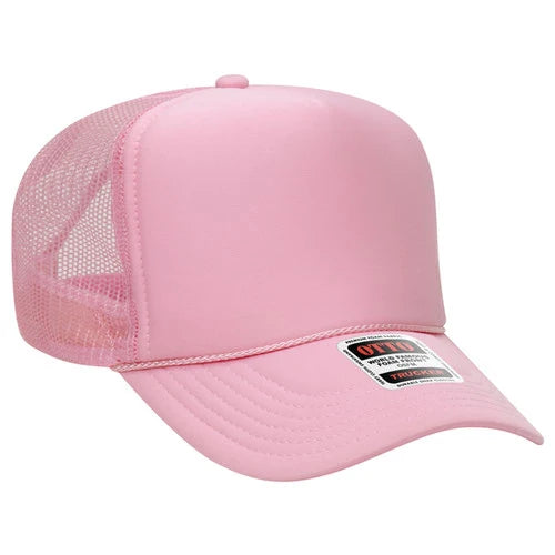 Otto 5-Panel High Crown Foam Trucker Hat Pink