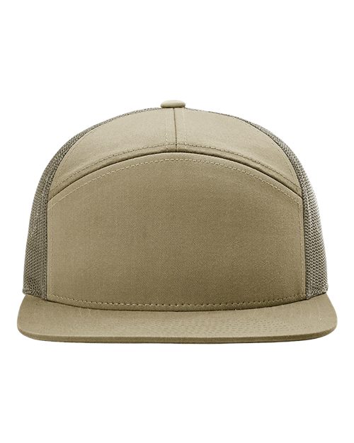 Richardson Seven-Panel Trucker Cap - 168 Pale Khaki/Loden Gr Flat Bill