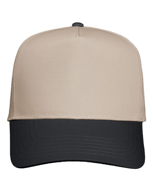 ValuCap Five Panel Twill Khaki Black