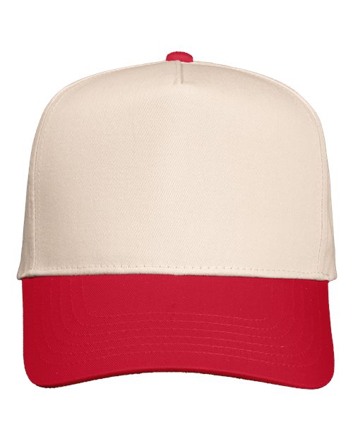 ValuCap Five Panel Twill Natural Red