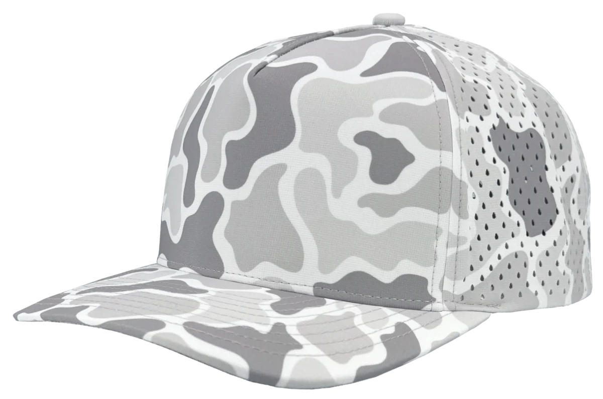 Zapped Headwear Blackhawk Snow Camo, Old School 5 Panel Perforated Cap