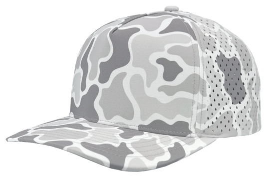 Zapped Headwear Blackhawk Snow Camo, Old School 5 Panel Perforated Cap